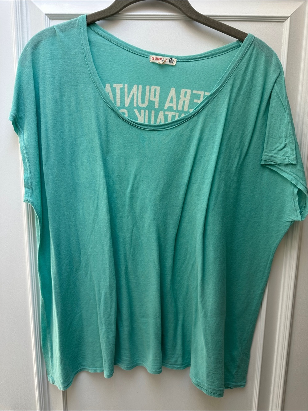 Sundry Boxy Aqua Scoop Neck Women's Top